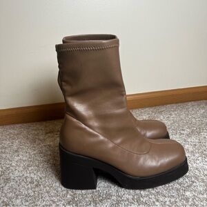 Call It Spring Women’s Heeled Platform Ankle Boots In Brown Size 8